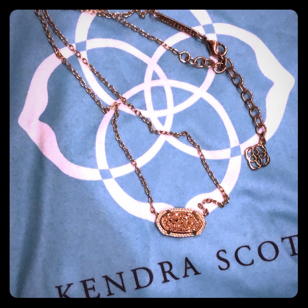 Kendra Scott Elisa Rose Gold Drusy Necklace